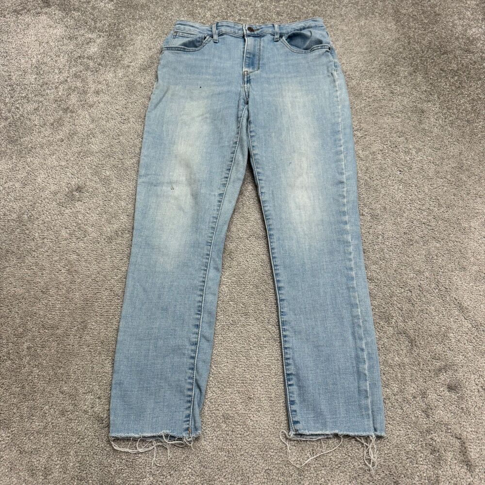 Levi's 721 High Rise Skinny Denim Jeans Women 31 Blue Light Wash Raw Hem Stretch
